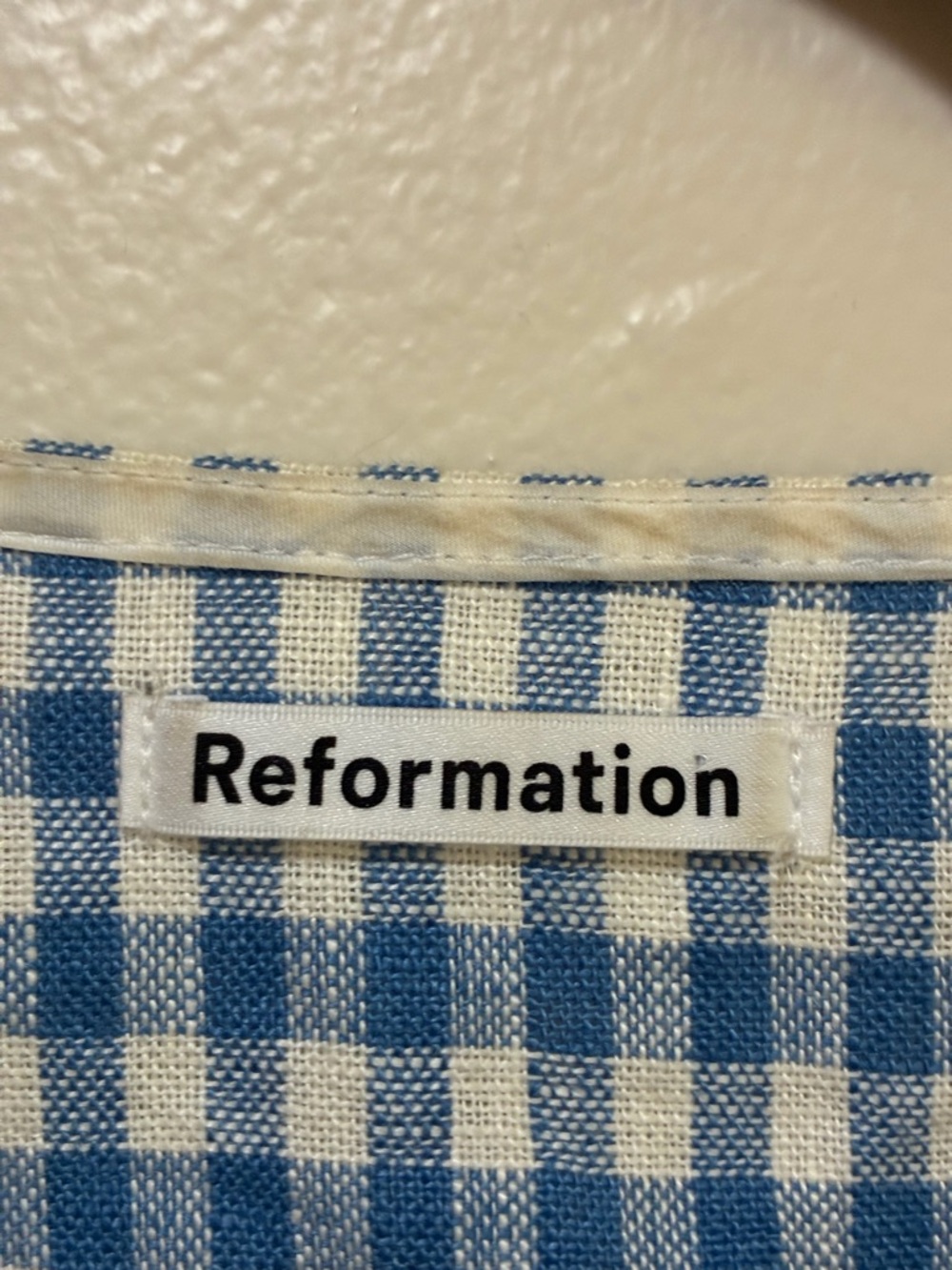 Reformation Ethel Two Piece Set Blue Gingham Mini Skirt Puff sleeve crop top 12 - Picture 6 of 15